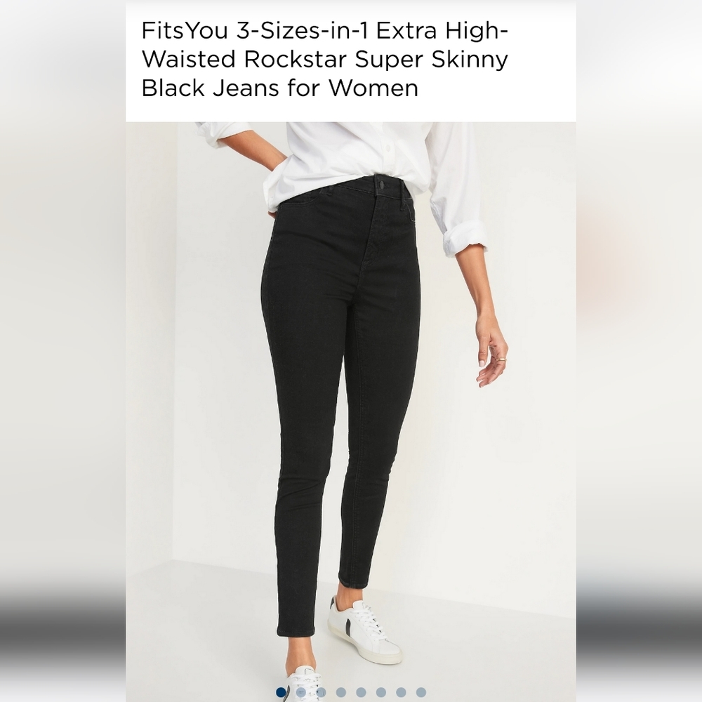 FitsYou 3-Sizes-in-1 Extra High-Waisted Rockstar Super Skinny Black Jeans